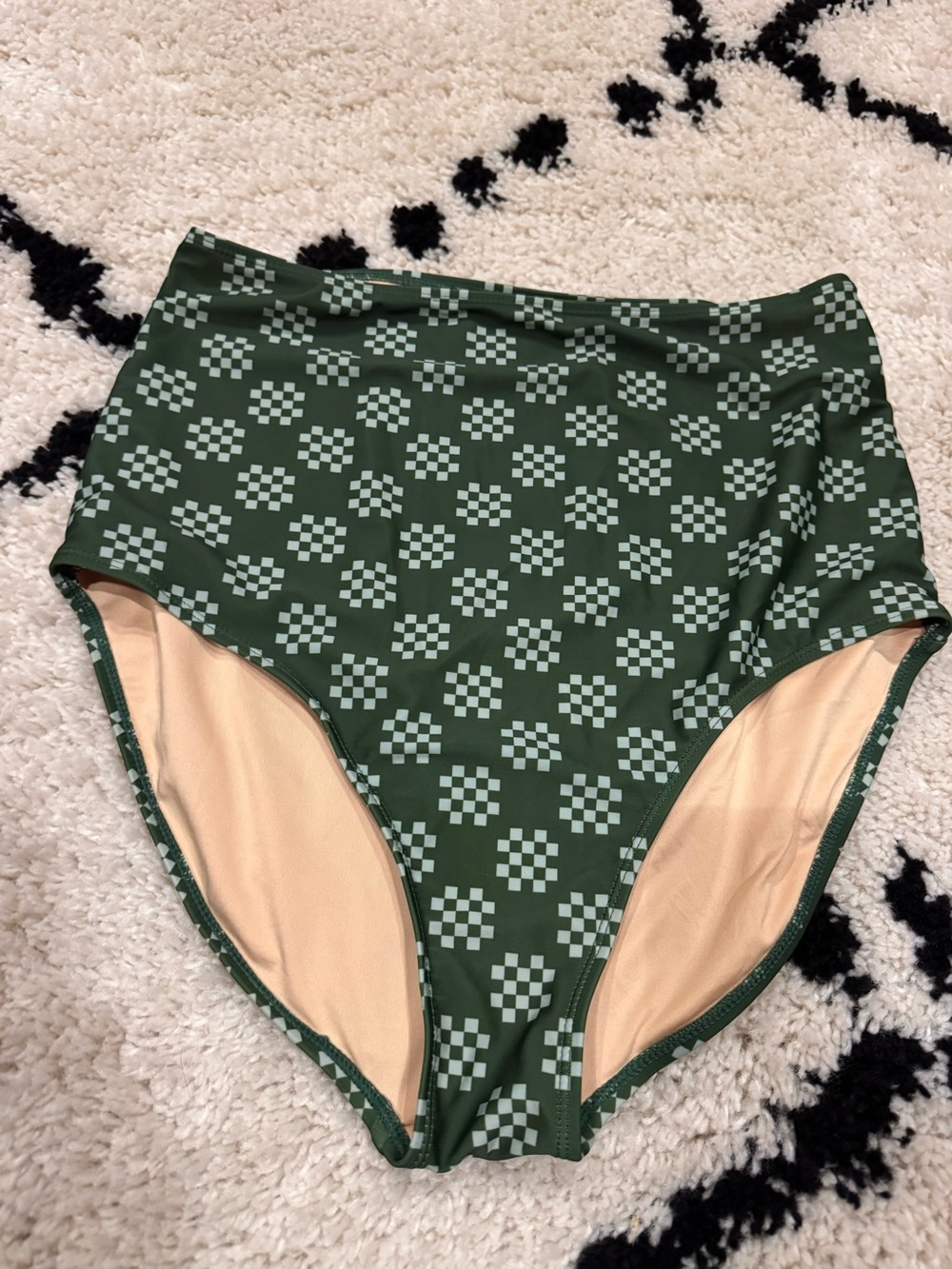 Livy & Kate High-Waist Green Checkered Swim Bottom